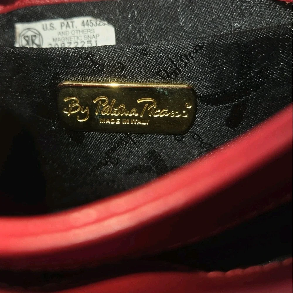 VTG Paloma Picasso 80s 90s Crossbody Leather Bag Red Signature‎ Gold Chain Italy